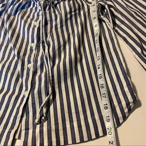 Madewell navy button Stripe Off Shoulder Top nautical blouse preppy coastal S - Picture 3 of 9